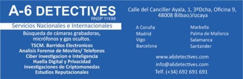 A-6 DETECTIVES  Barridos Electronicos Bilbao. TSCM  RNSP.11498
